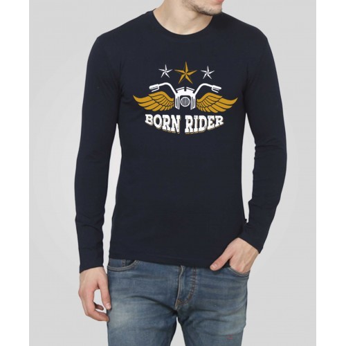 Born Rider 100% Cotton Full Sleeve Round Neck T-Shirt