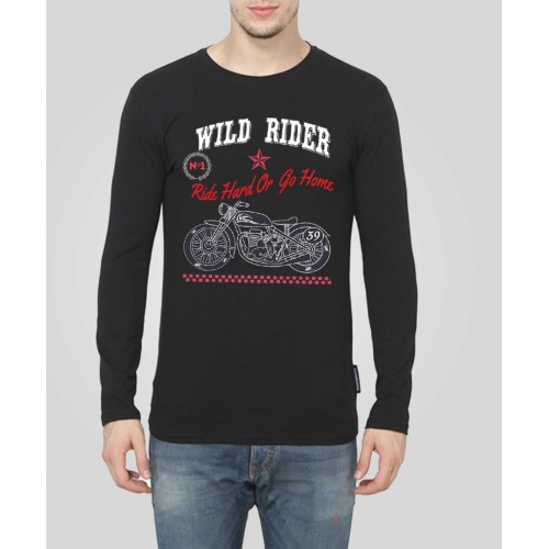 Wild Rider Ride Hard or Go Home Rider 100% Cotton Full Sleeve Round Neck T-Shirt