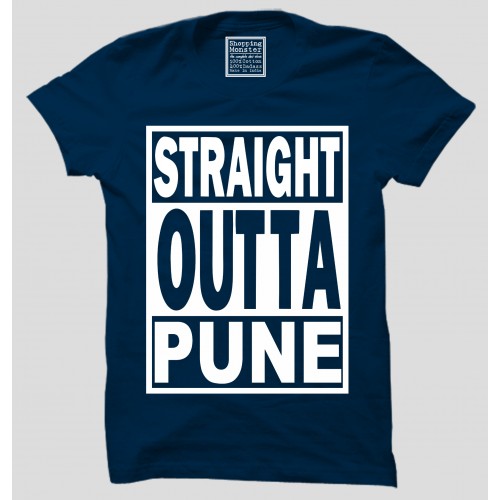 Straight Outta Pune Half Sleeve 100% Cotton Round Neck T-Shirt