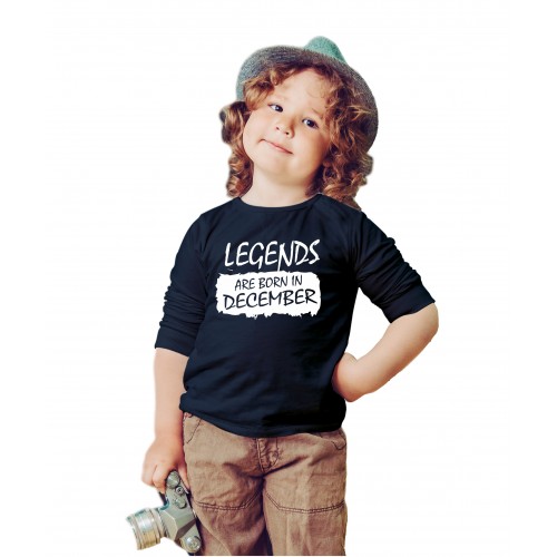 Legends Are Born In December Kids Full Sleeve Round Neck T-Shirt