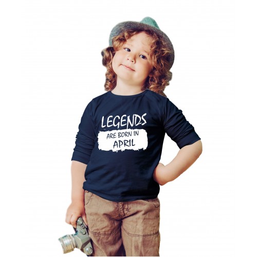 Legends Are Born In April Kids Full Sleeve Round Neck T-Shirt