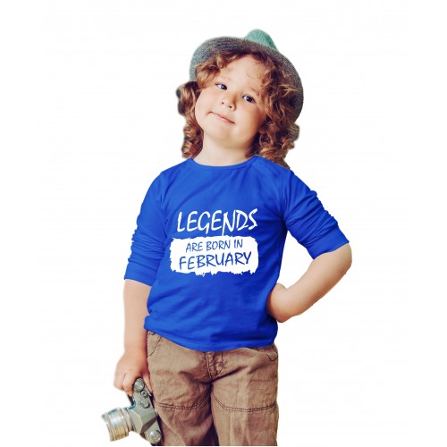 Legends Are Born In February Kids Full Sleeve Round Neck T-Shirt