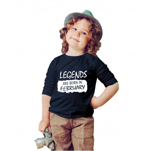 Legends Are Born In February Kids Full Sleeve Round Neck T-Shirt