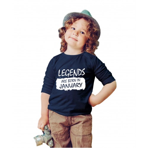 Legends Are Born In January Kids Full Sleeve Round Neck T-Shirt