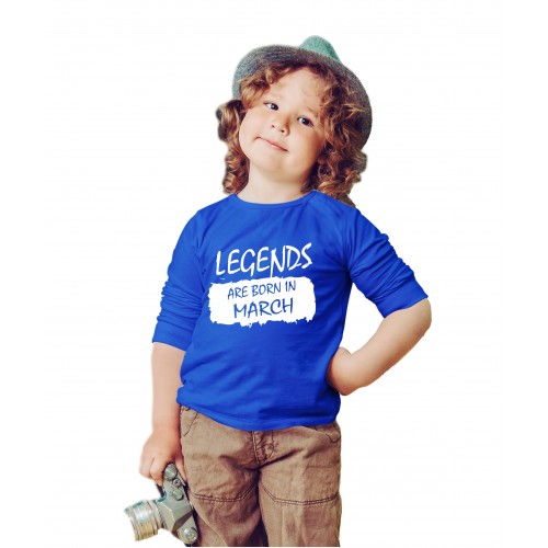 Legends Are Born In March Kids Full Sleeve Round Neck T-Shirt