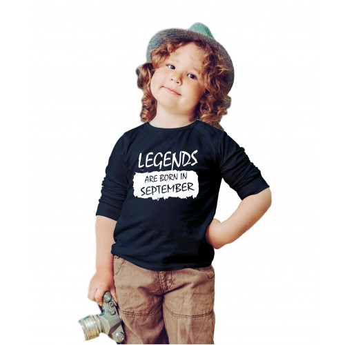 Legends Are Born In September Kids Full Sleeve Round Neck T-Shirt