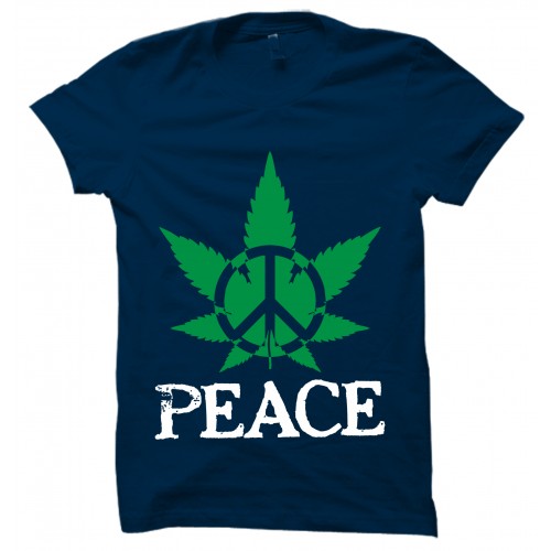 Peace 100% Cotton Round Neck Weed T-Shirt 