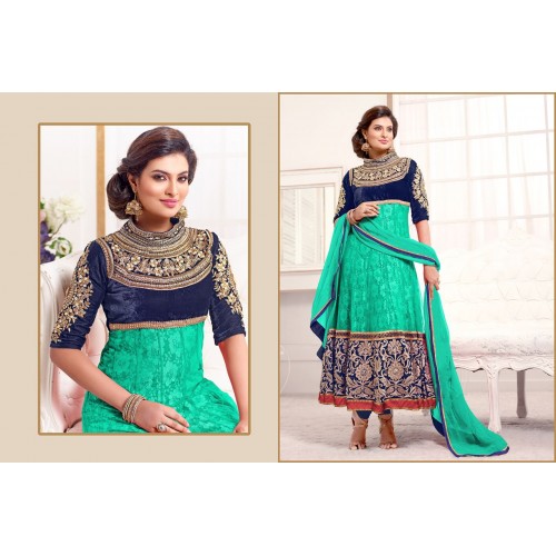 Sayali Bhagat Sky Blue Georgette Semi Stitched Anarkali Suit
