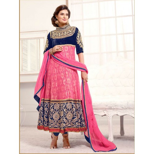 Sayali Bhagat Pink Georgette Semi Stitched Anarkali Suit