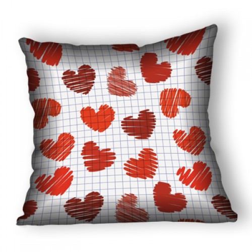 Hearts on Grid Cushion Cover